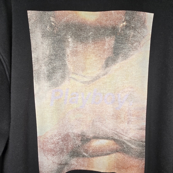 Misguided Playboy XL Oversized Hoodie W/ Pink Logo And Large Print On Back - Picture 5 of 12